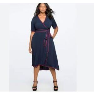 Eloquii Wrap Dress Size 28 Navy Blue